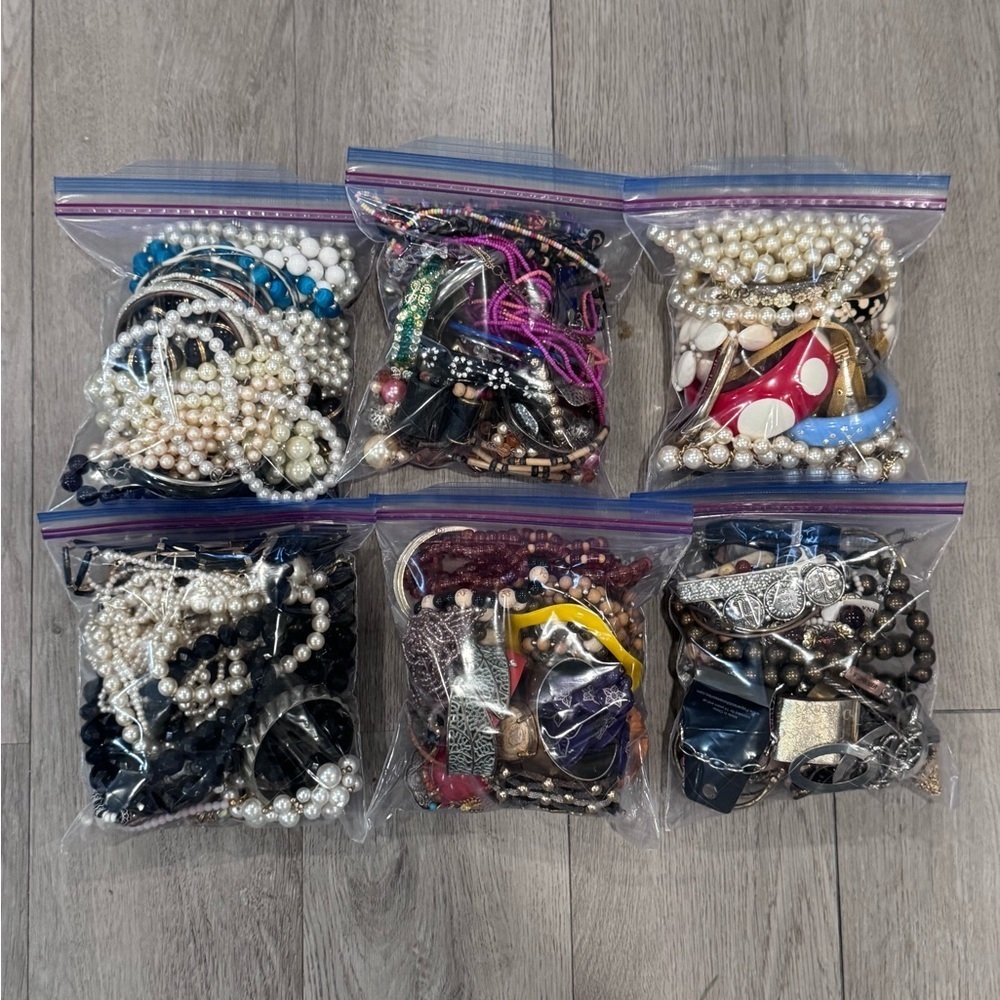 Mystery jewelry grab bags:1.5-2lbs each necklaces and bracelets/bangles wearable